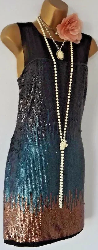 Vintage 1920's Style Gatsby Flapper Charleston Downton Deco sequin dress 10