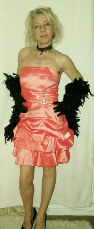 Vintage Glam Stunning Salmon Pink Taffeta Cocktail dress-diamante detail